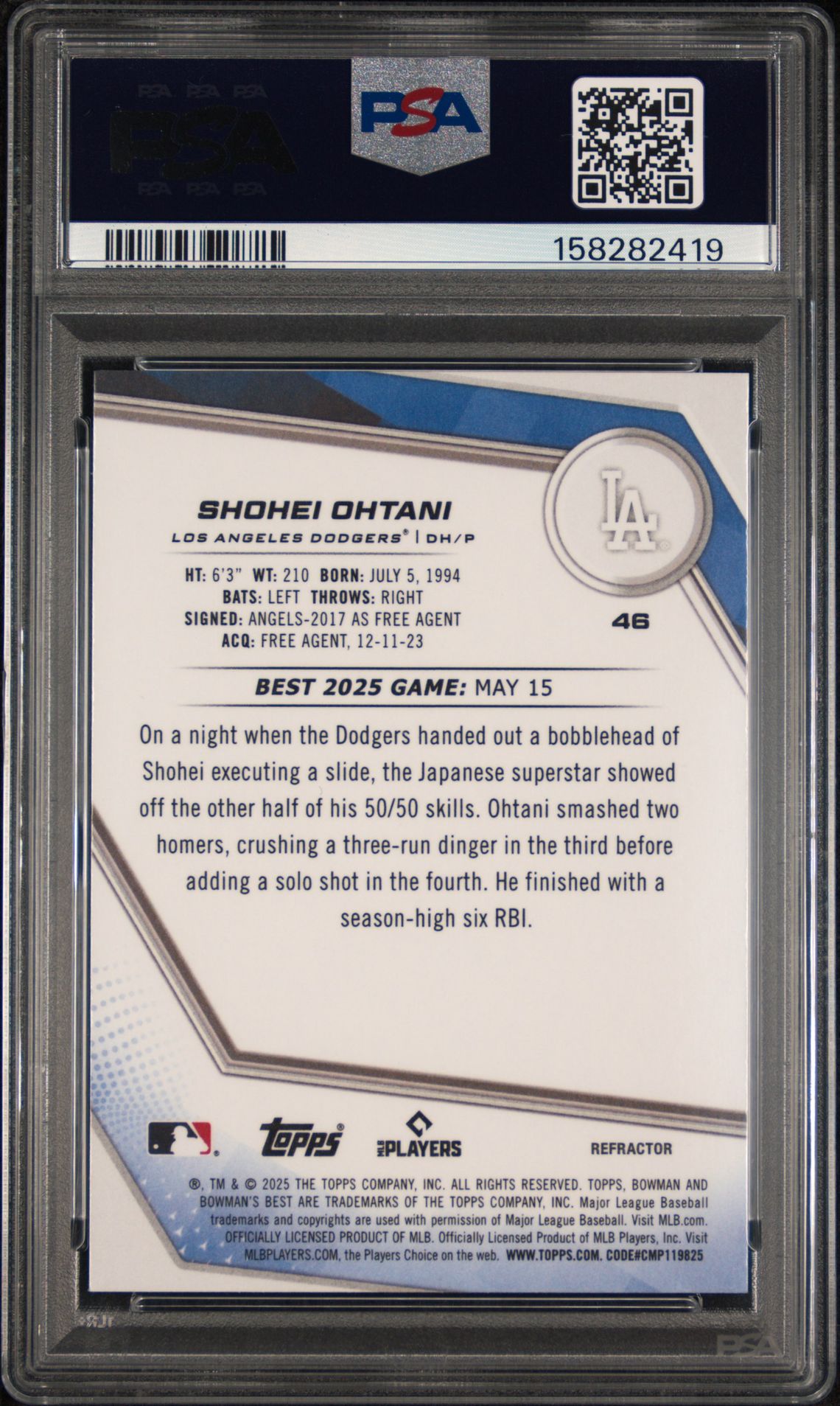 2025 Bowman's Best Shohei Ohtani #46 (Refractor) Nm 7 back