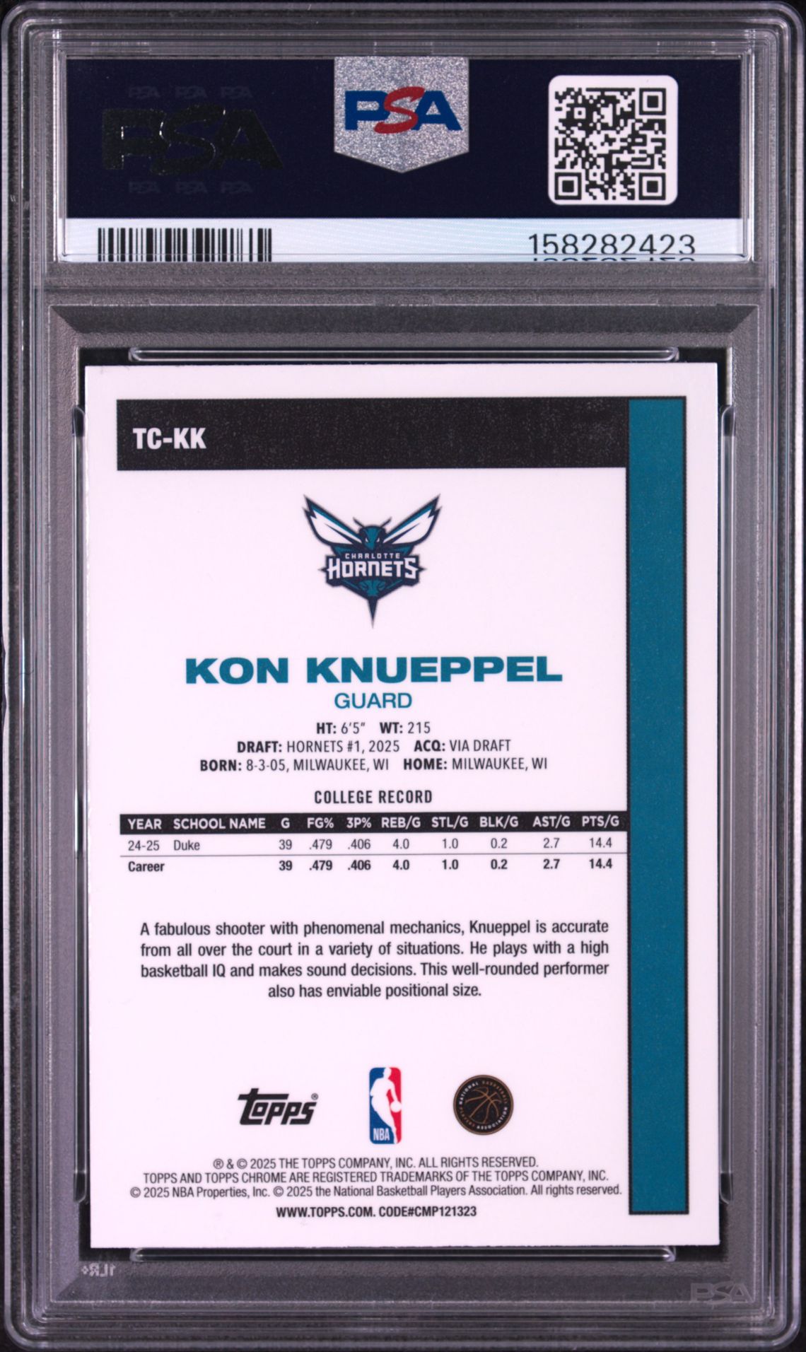 2025 Topps Silver Pack 1980-81 Topps Chrome Basketball Kon Knueppel #Tc-Kk Mint 9 back