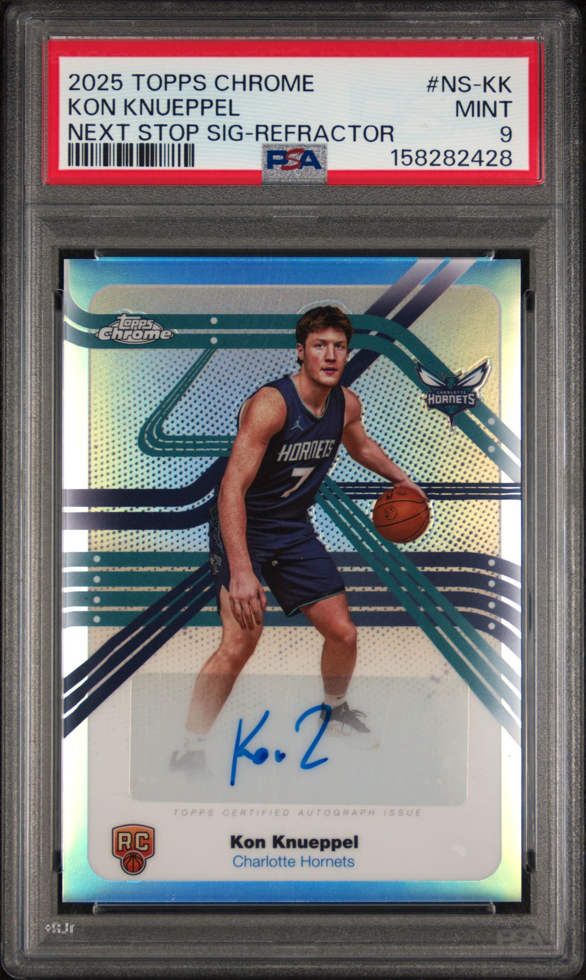 2025 Topps Chrome Next Stop Signatures Kon Knueppel #Ns-Kk (Next Stop Sig-Refractor) Mint 9 front