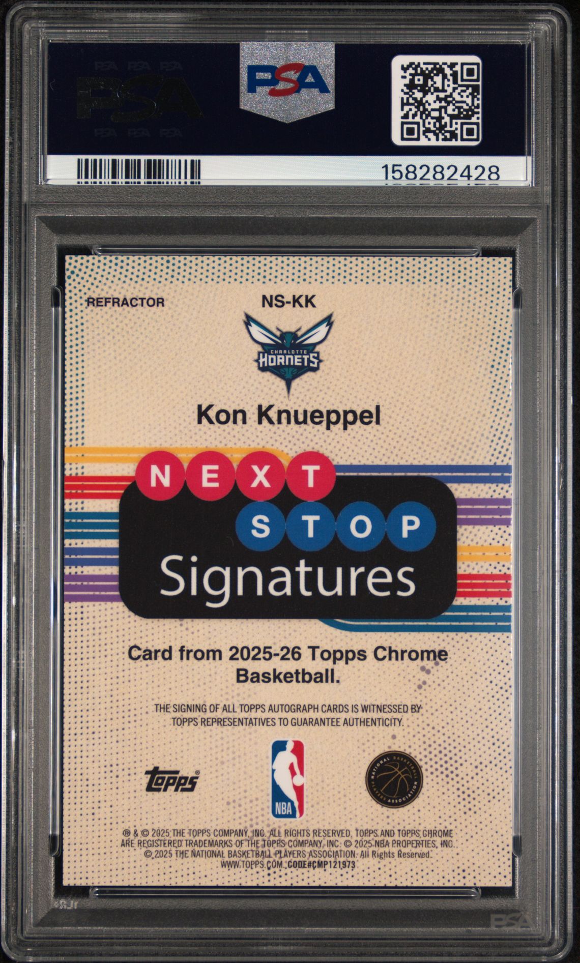 2025 Topps Chrome Next Stop Signatures Kon Knueppel #Ns-Kk (Next Stop Sig-Refractor) Mint 9 back