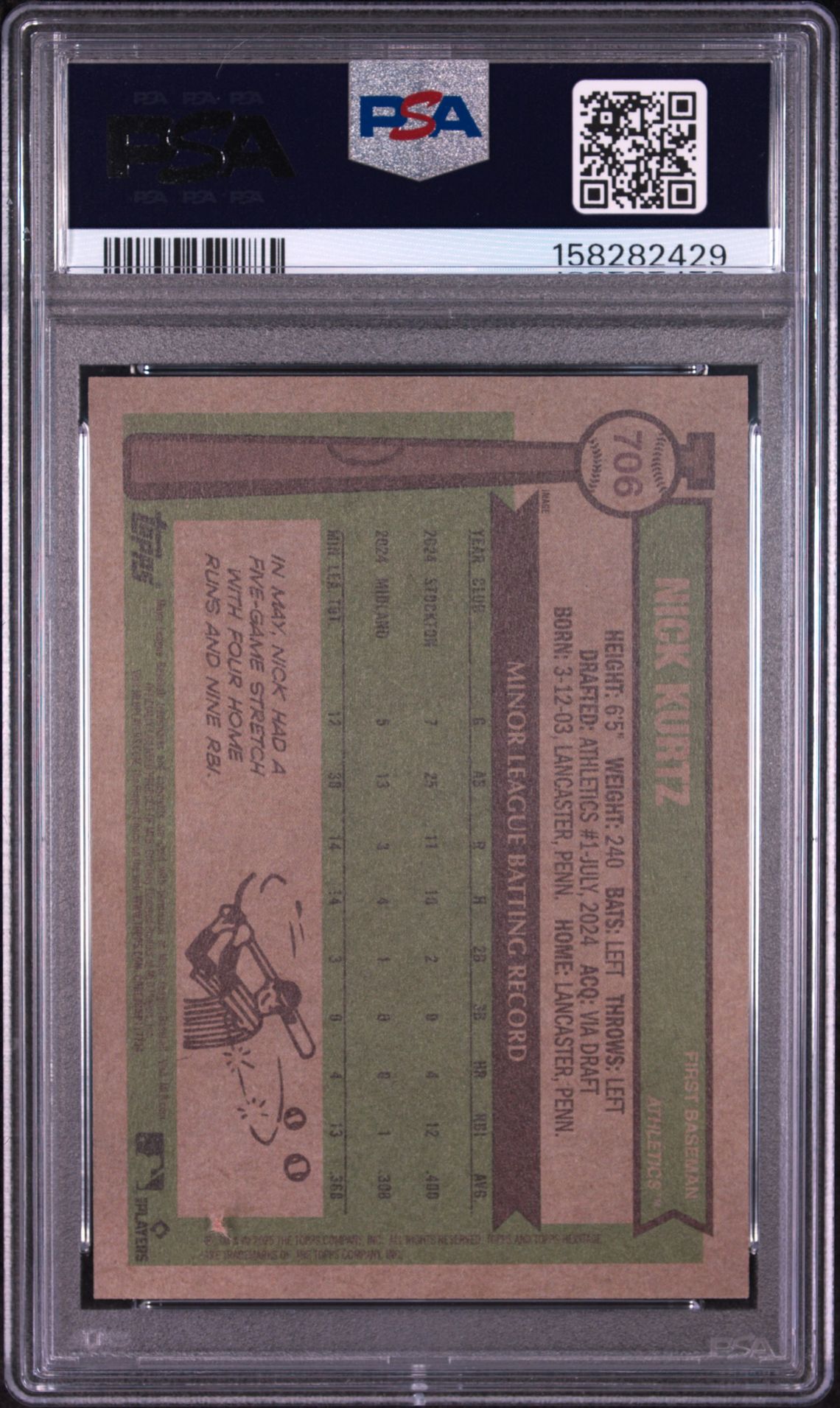2025 Topps Heritage Nick Kurtz #706 (Image Variation) Mint 9 back