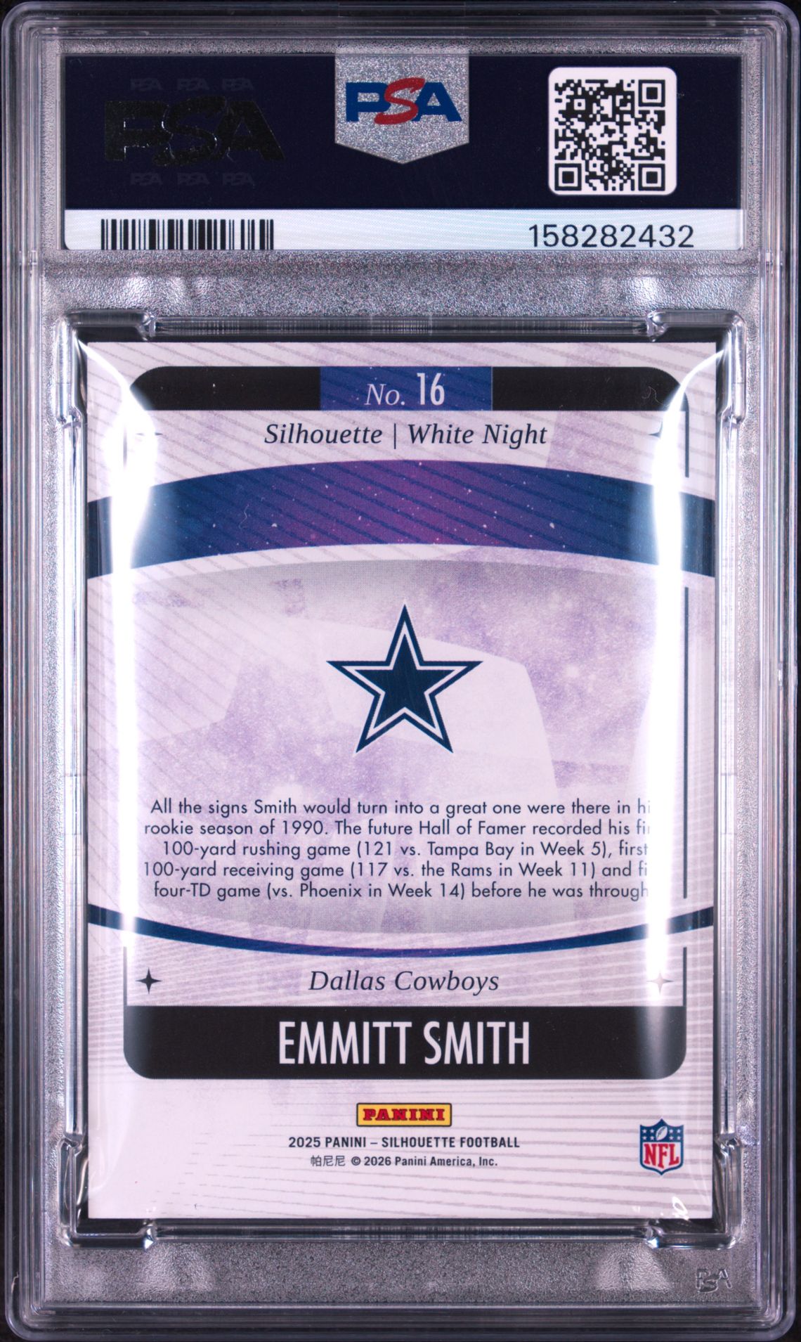 2025 Panini Silhouette White Night Emmitt Smith #16 Mint 9 back