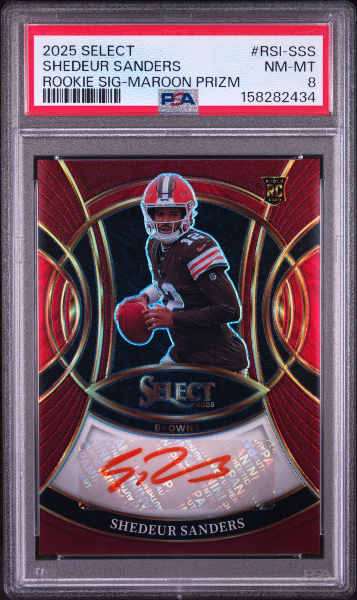 2025 Panini Select Rookie Signatures Shedeur Sanders #Rsi-Sss (Rookie Sig-Maroon Prizm) Nm-Mt 8 front