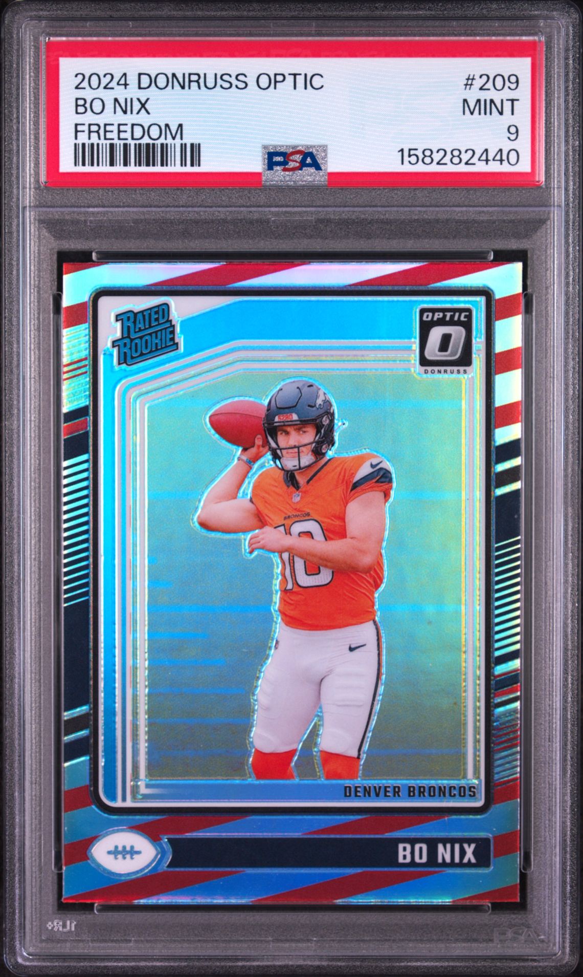 2024 Panini Donruss Optic Bo Nix #209 (Freedom) Mint 9 front