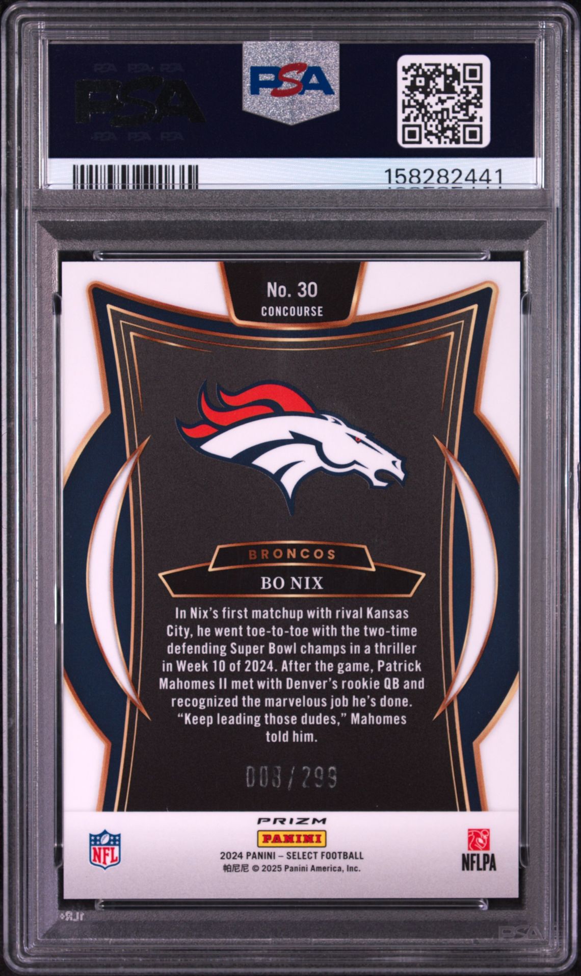 2024 Panini Select Bo Nix #30 (Copper Shock) Mint 9 back
