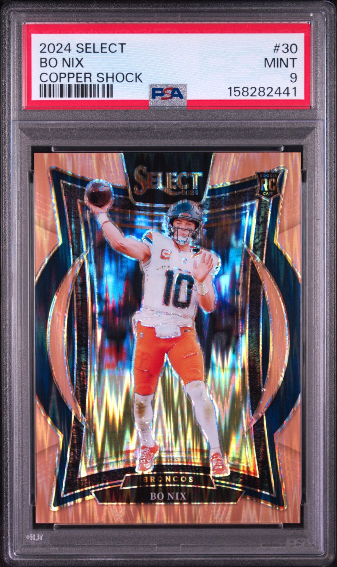 2024 Panini Select Bo Nix #30 (Copper Shock) Mint 9 front