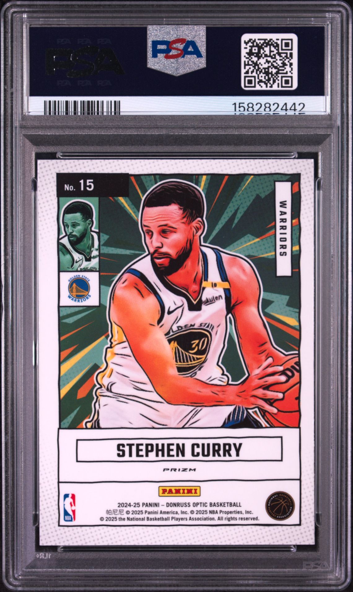 2024 PANINI DONRUSS OPTIC NET MARVELS STEPHEN CURRY NET MARVELS-HOLO 15 GEM MT 10 back