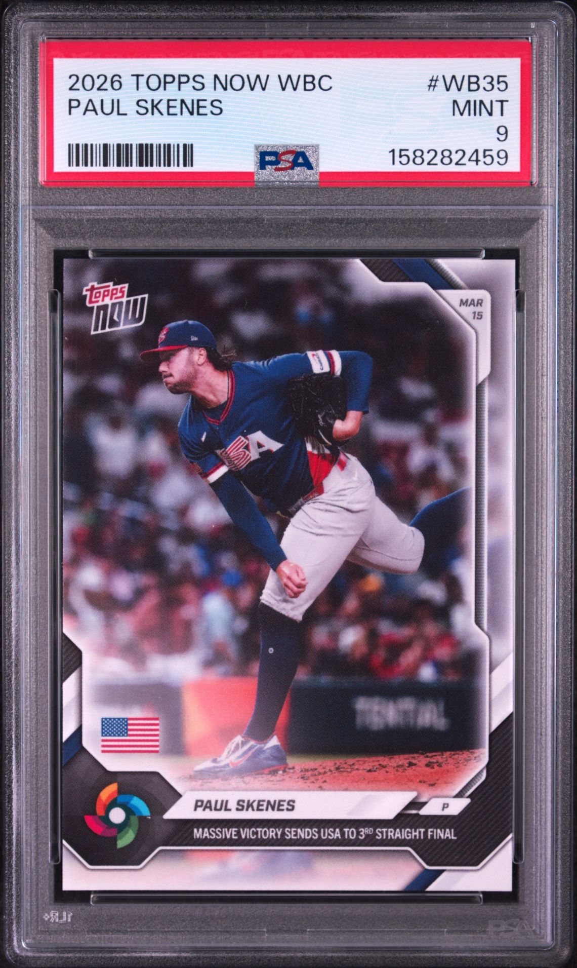 2026 Topps Now World Baseball Classic Paul Skenes #Wb35 Mint 9 front