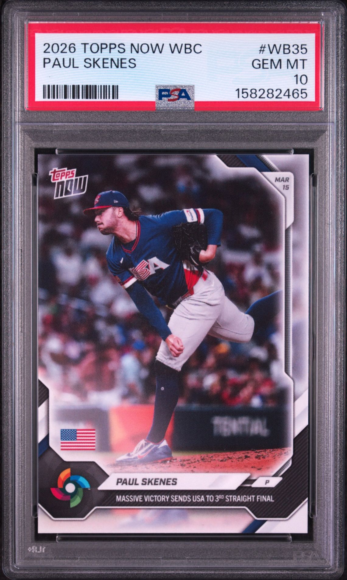 2026 TOPPS NOW WORLD BASEBALL CLASSIC PAUL SKENES  WB35 GEM MT 10 front