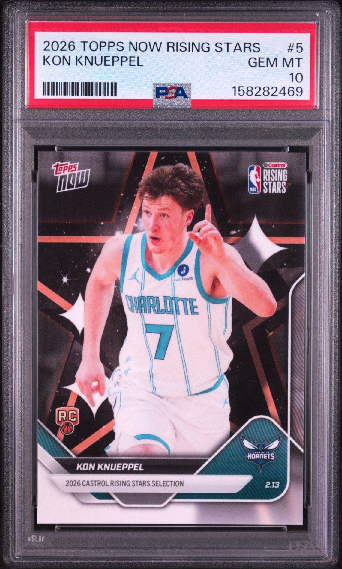2026 Topps Now Rising Stars Kon Knueppel #5 Gem Mt 10 front view - PSA graded GEM MT 10