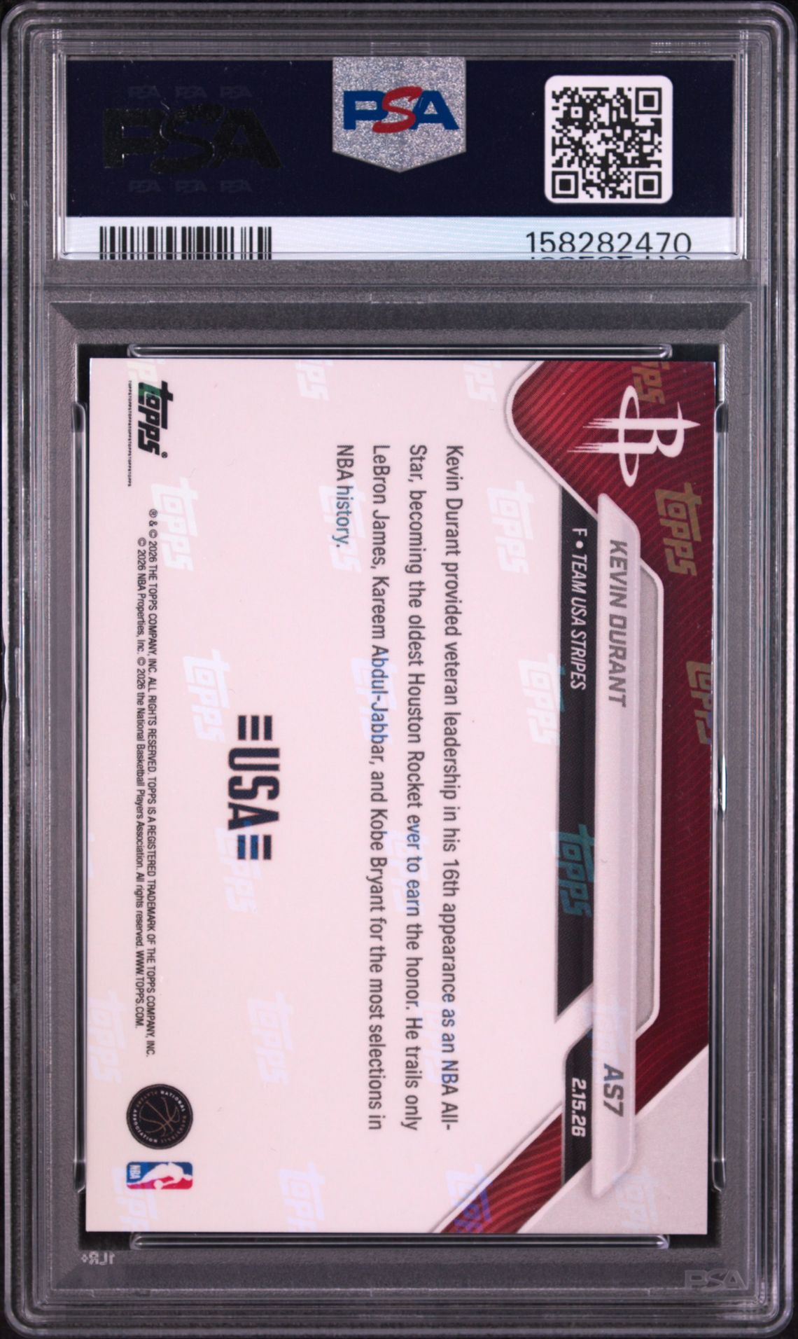 2026 Topps Now All-Star Game Kevin Durant #As7 (All-Star) Mint 9 back