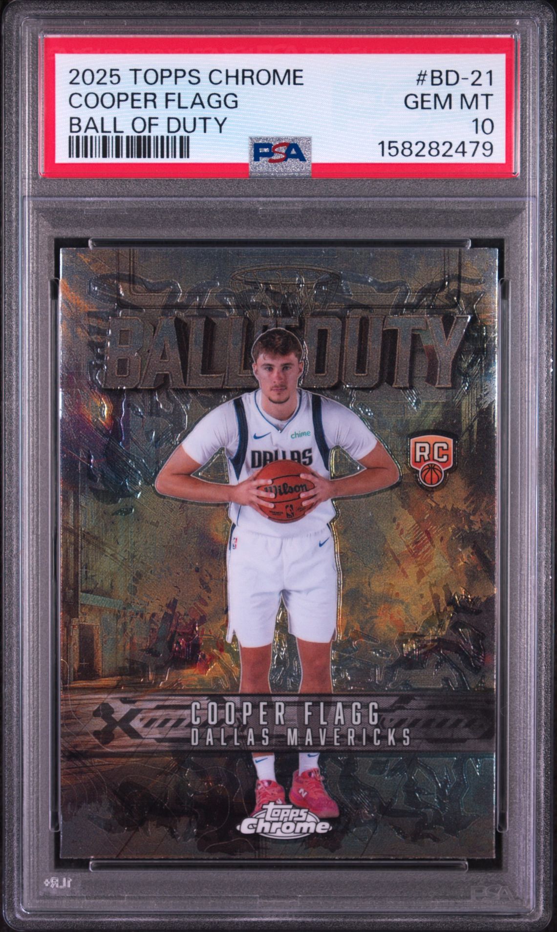 2025 Topps Chrome Ball Of Duty Cooper Flagg #Bd-21 Gem Mt 10 front view - PSA graded GEM MT 10