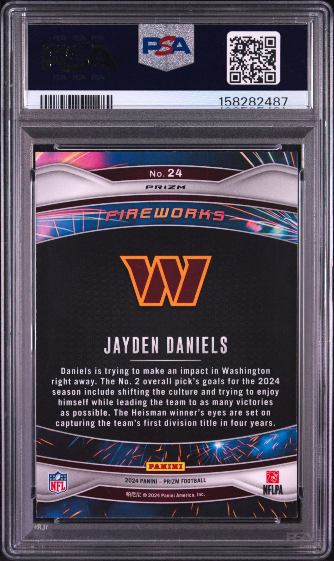 2024 Panini Prizm Fireworks Jayden Daniels #24 (Fireworks-Green Wave) Nm-Mt 8 back