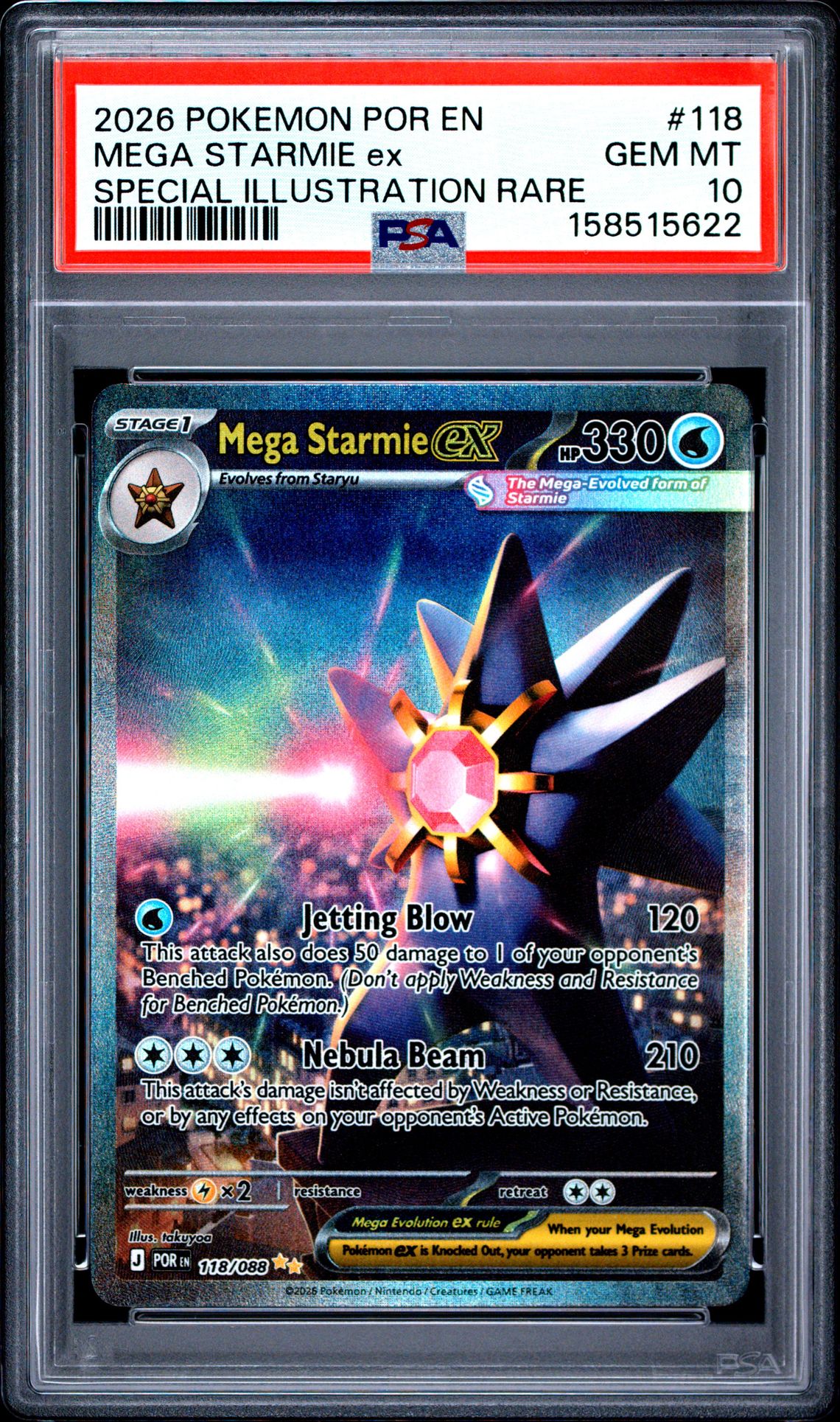 2026 Pokemon Por En-Perfect Order Mega Starmie Ex #118 (Special Illustration Rare) Gem Mt 10 front