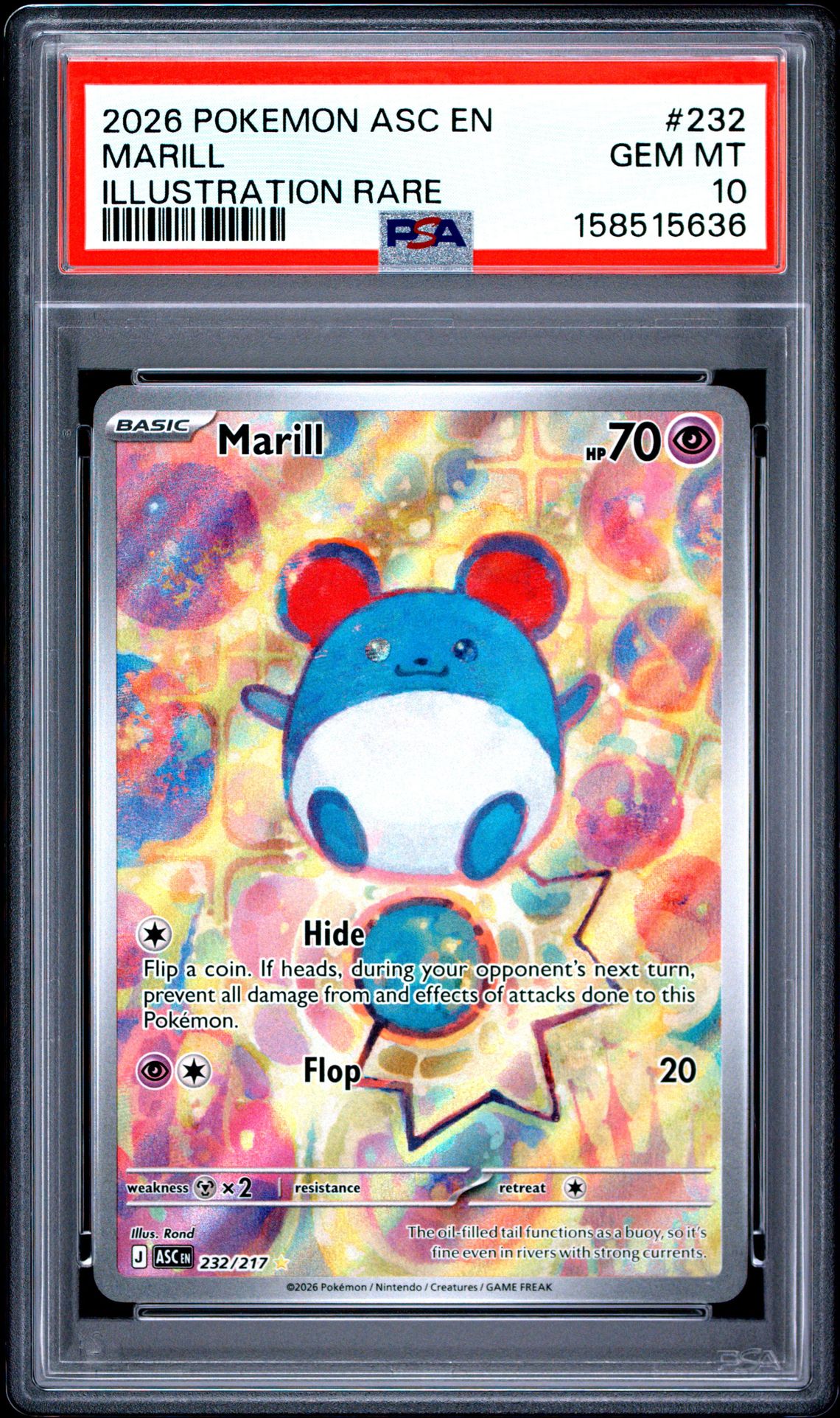 2026 Pokemon Asc En-Ascended Heroes Marill #232 (Illustration Rare) Gem Mt 10 front