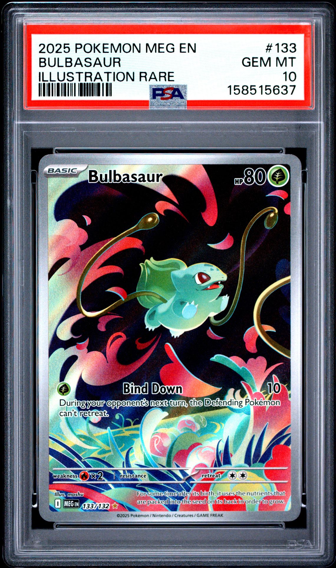 2025 Pokemon Meg En-Mega Evolution Bulbasaur #133 (Illustration Rare) Gem Mt 10 front