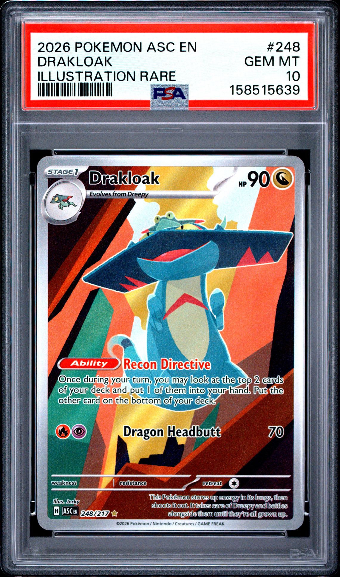 2026 Pokemon Asc En-Ascended Heroes Drakloak #248 (Illustration Rare) Gem Mt 10 front