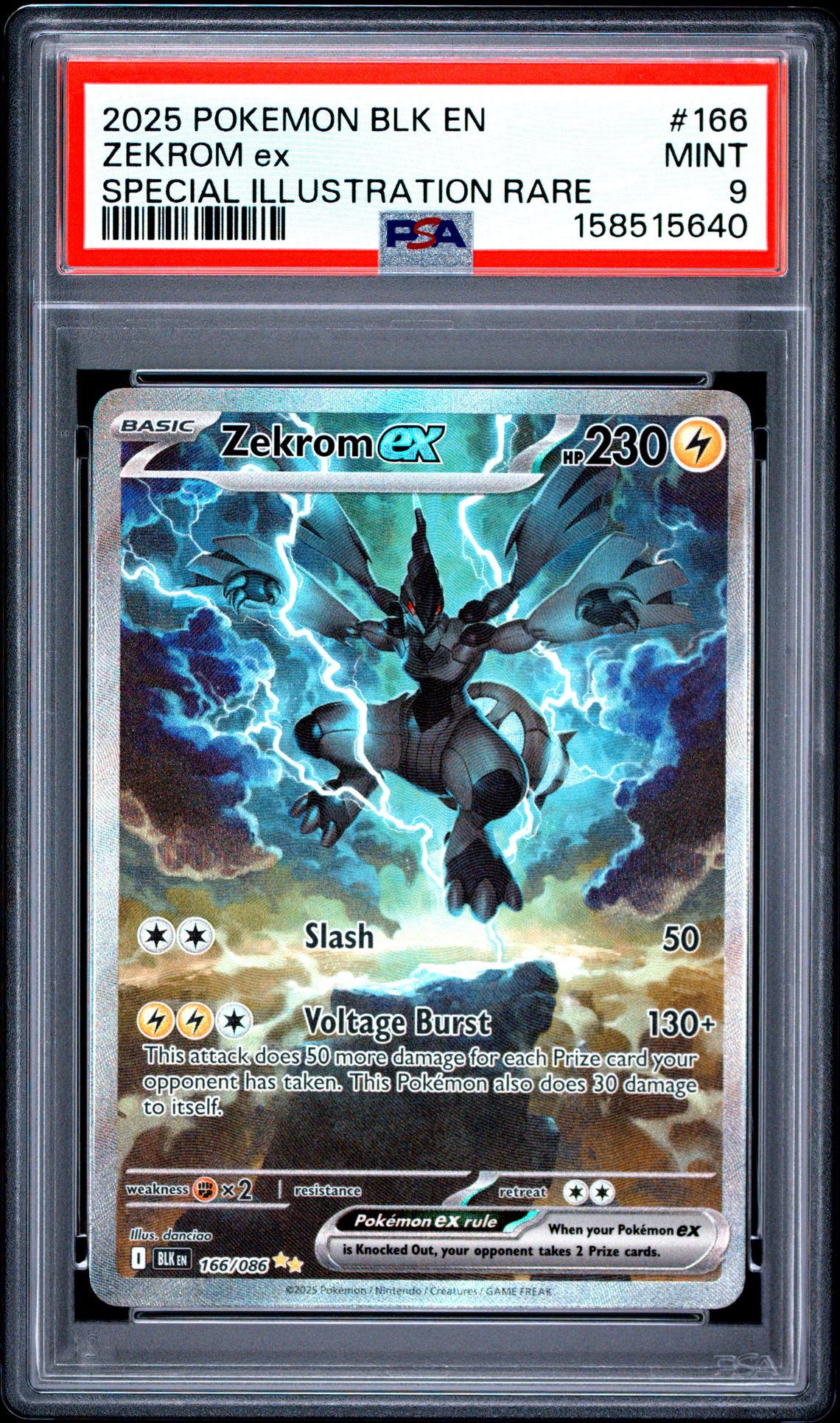 2025 Pokemon Blk En-Black Bolt Zekrom Ex #166 (Special Illustration Rare) Mint 9 front