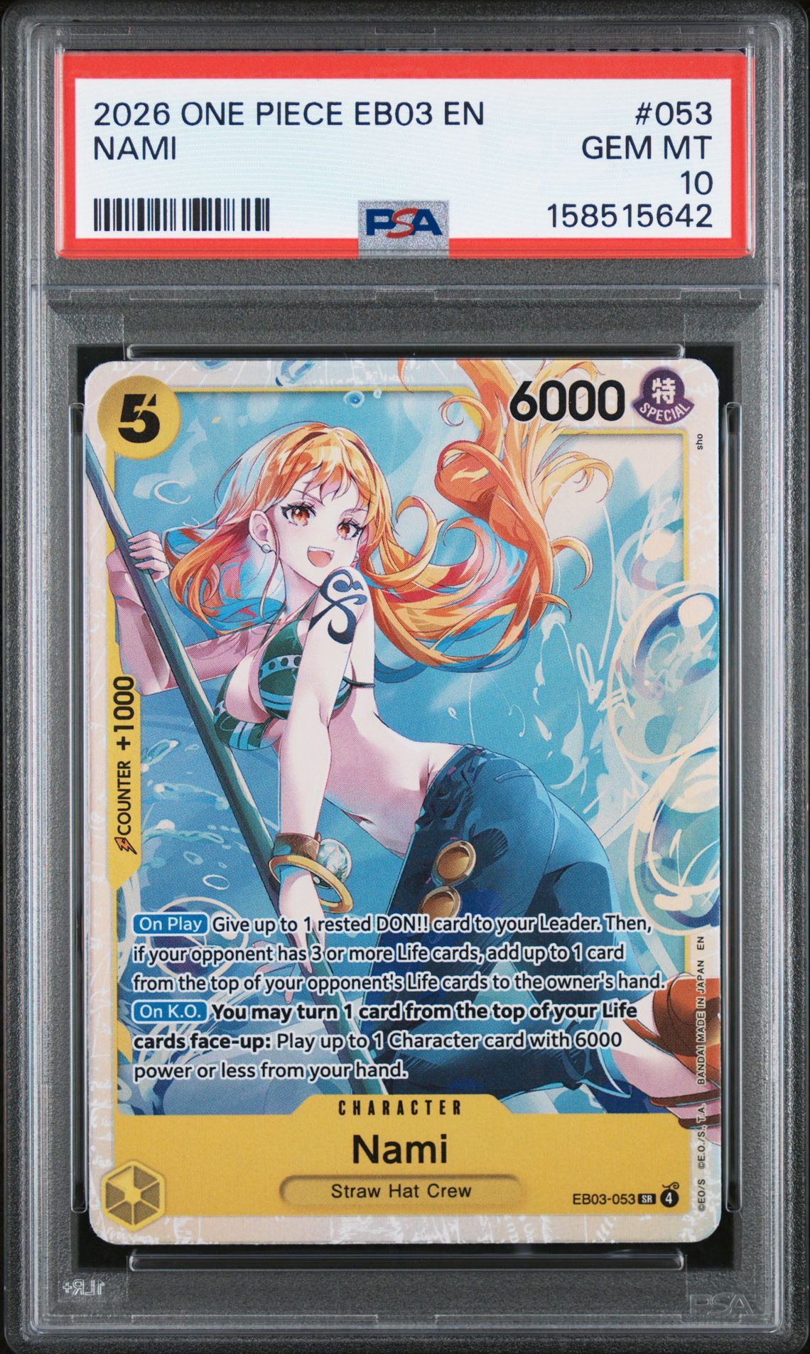 2026 One Piece Eb03-Extra Booster -One Piece Heroines Edition- Nami #053 Gem Mt 10 front