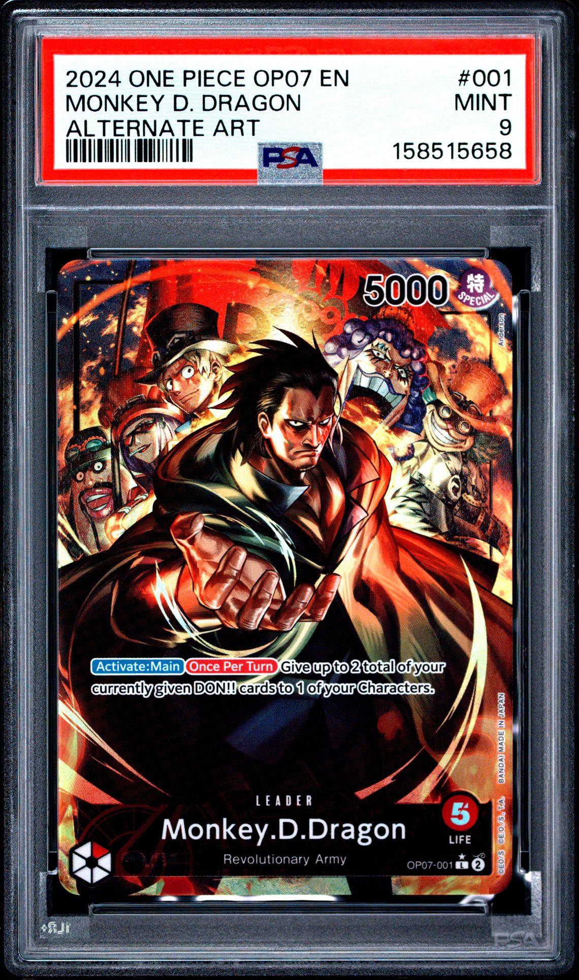 2024 One Piece Op07-500 Years In The Future Monkey D. Dragon #001 (Alternate Art) Mint 9 front