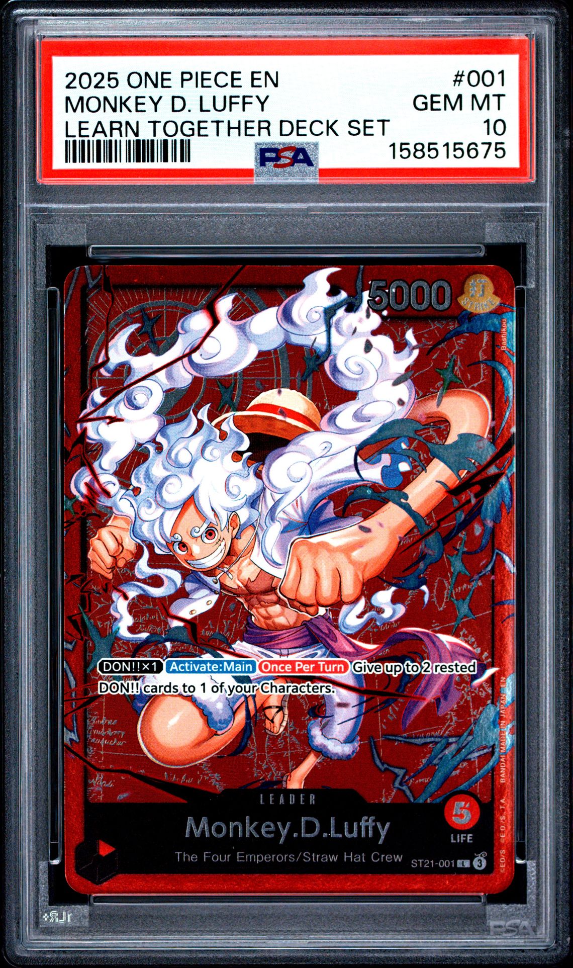 2025 One Piece Learn Together Deck Set Monkey D. Luffy #001 Gem Mt 10 front