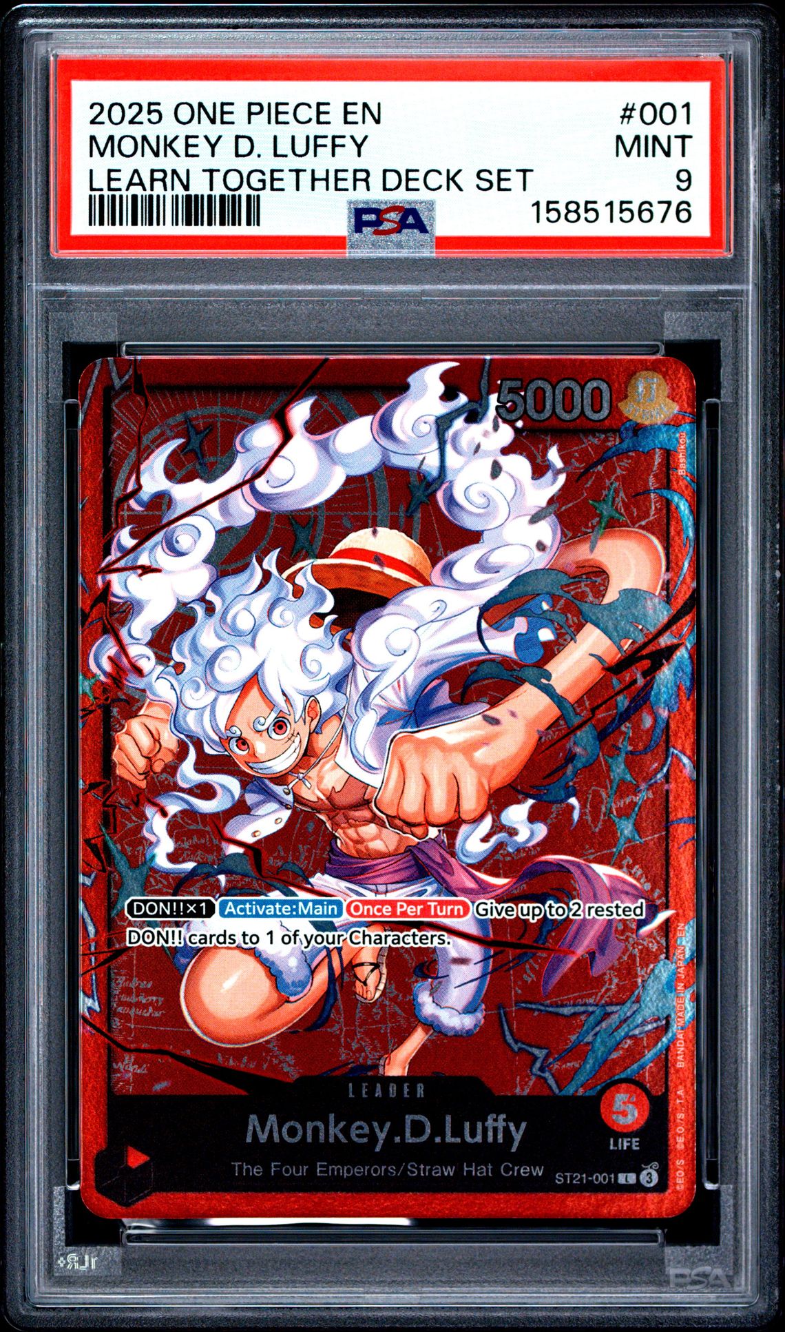 2025 One Piece Learn Together Deck Set Monkey D. Luffy #001 Mint 9 front