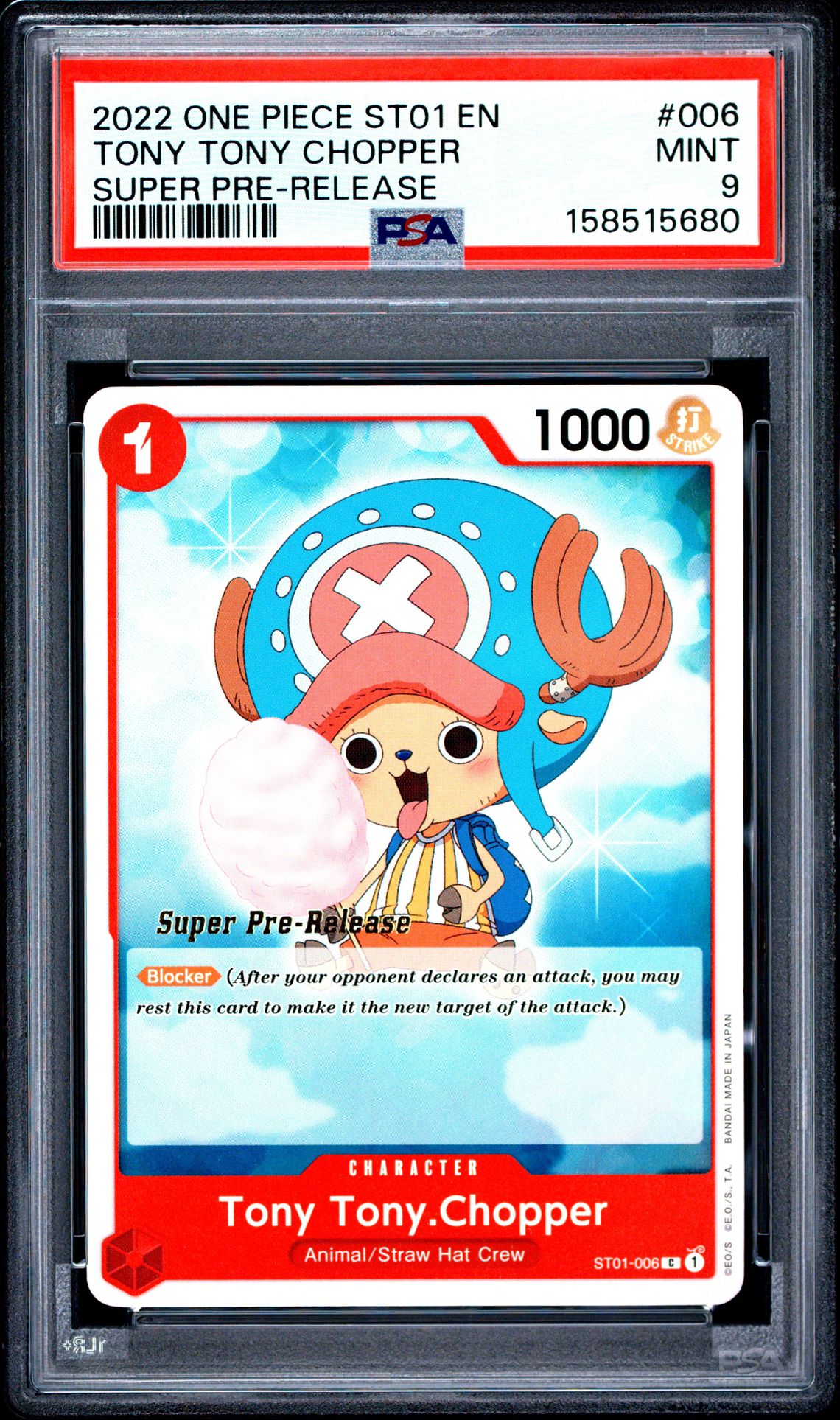 2022 One Piece Starter Deck St01-Straw Hat Crew Tony Tony Chopper #006 (Super Pre-Release) Mint 9 front