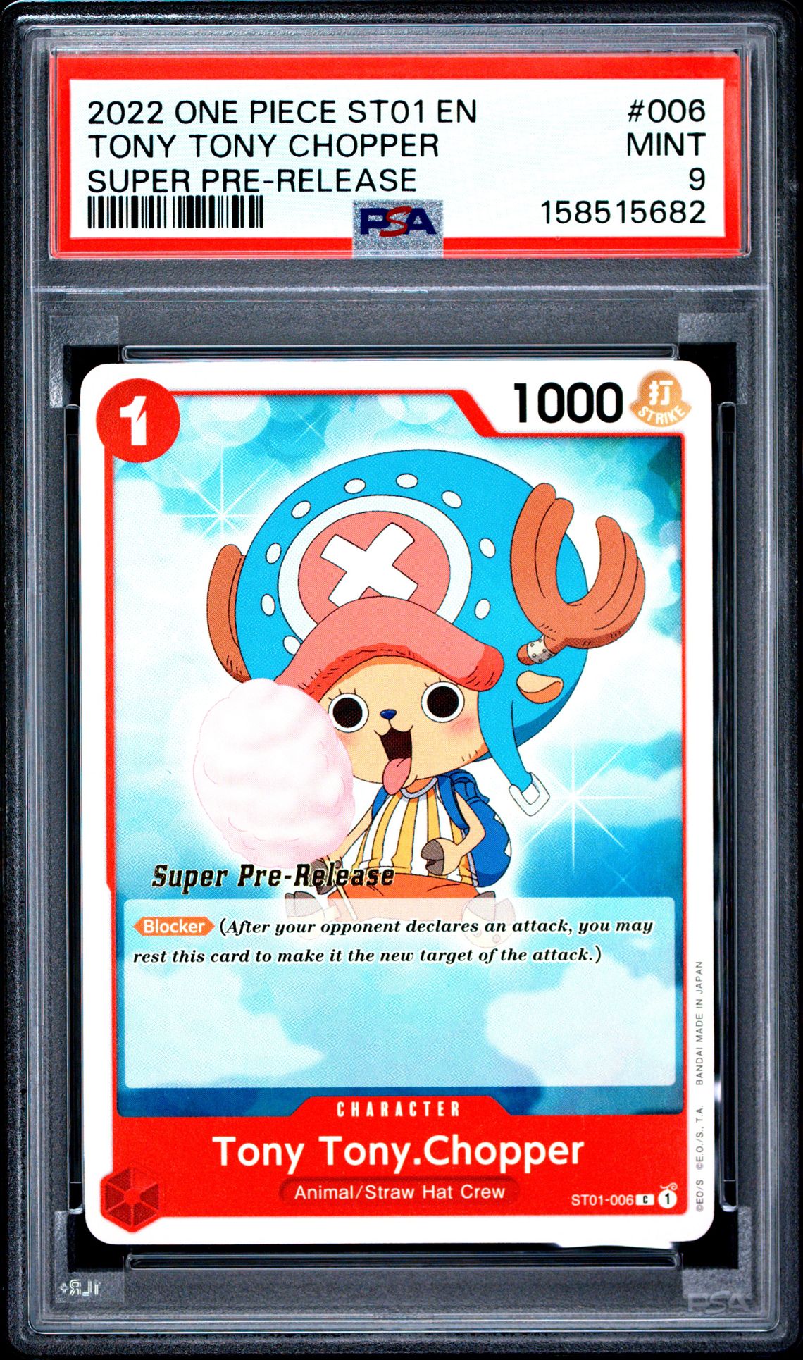 2022 One Piece Starter Deck St01-Straw Hat Crew Tony Tony Chopper #006 (Super Pre-Release) Mint 9 front