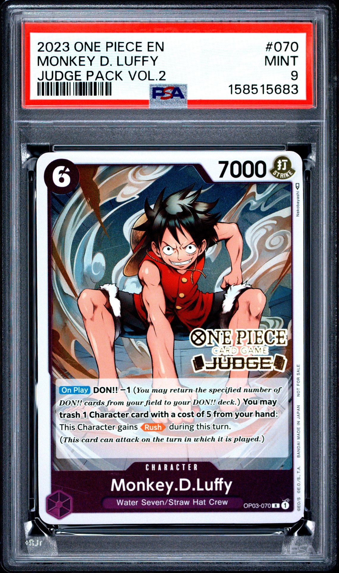 2023 One Piece Judge Pack Volume 2 Monkey D. Luffy #070 Mint 9 front
