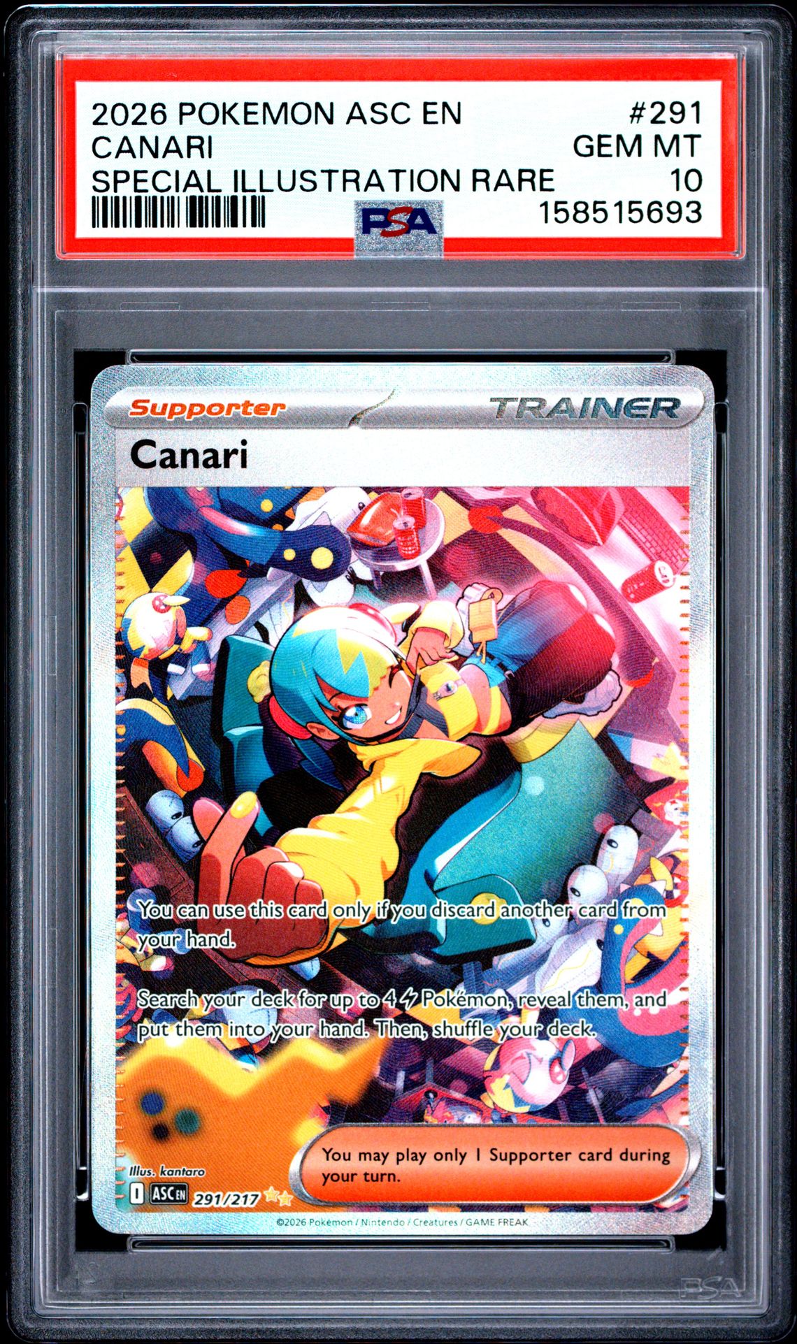 2026 Pokemon Asc En-Ascended Heroes Canari #291 (Special Illustration Rare) Gem Mt 10 front