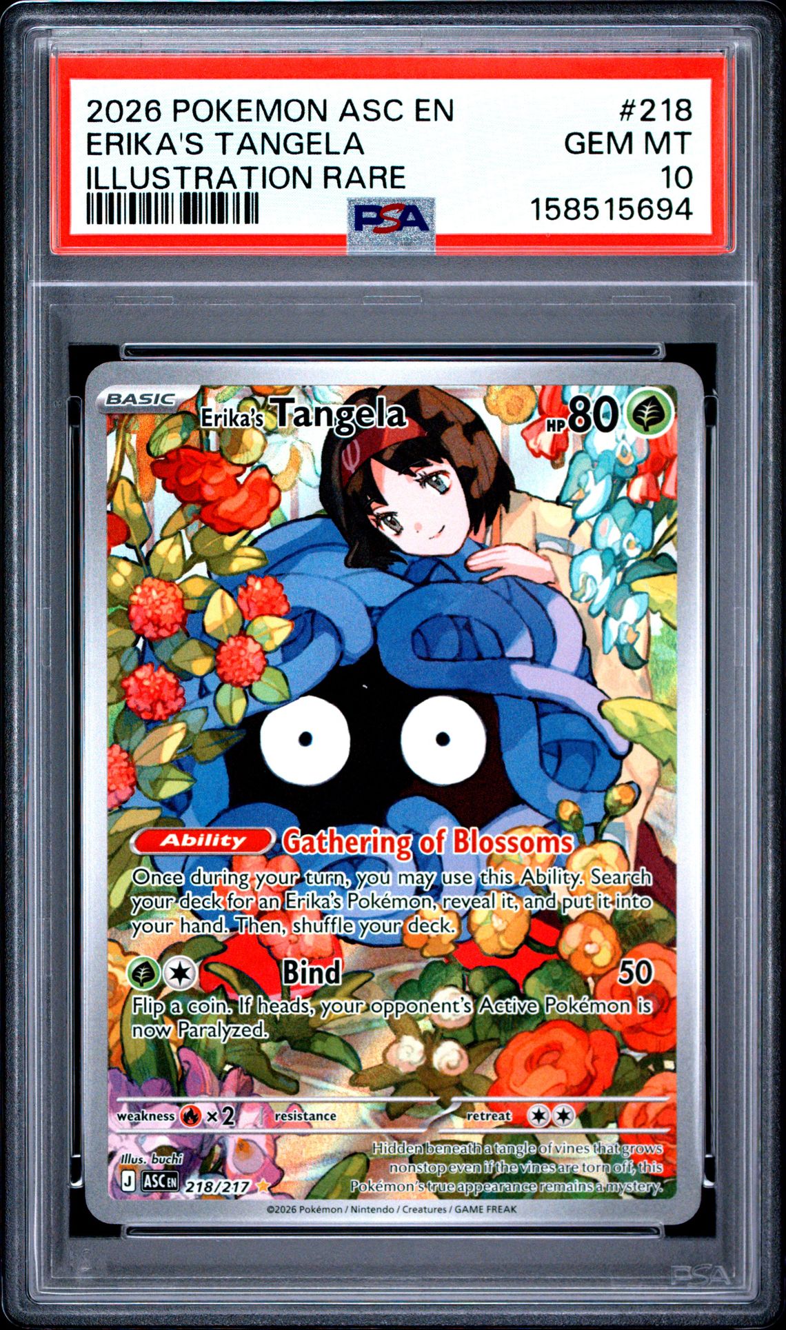2026 Pokemon Asc En-Ascended Heroes Erika's Tangela #218 (Illustration Rare) Gem Mt 10 front