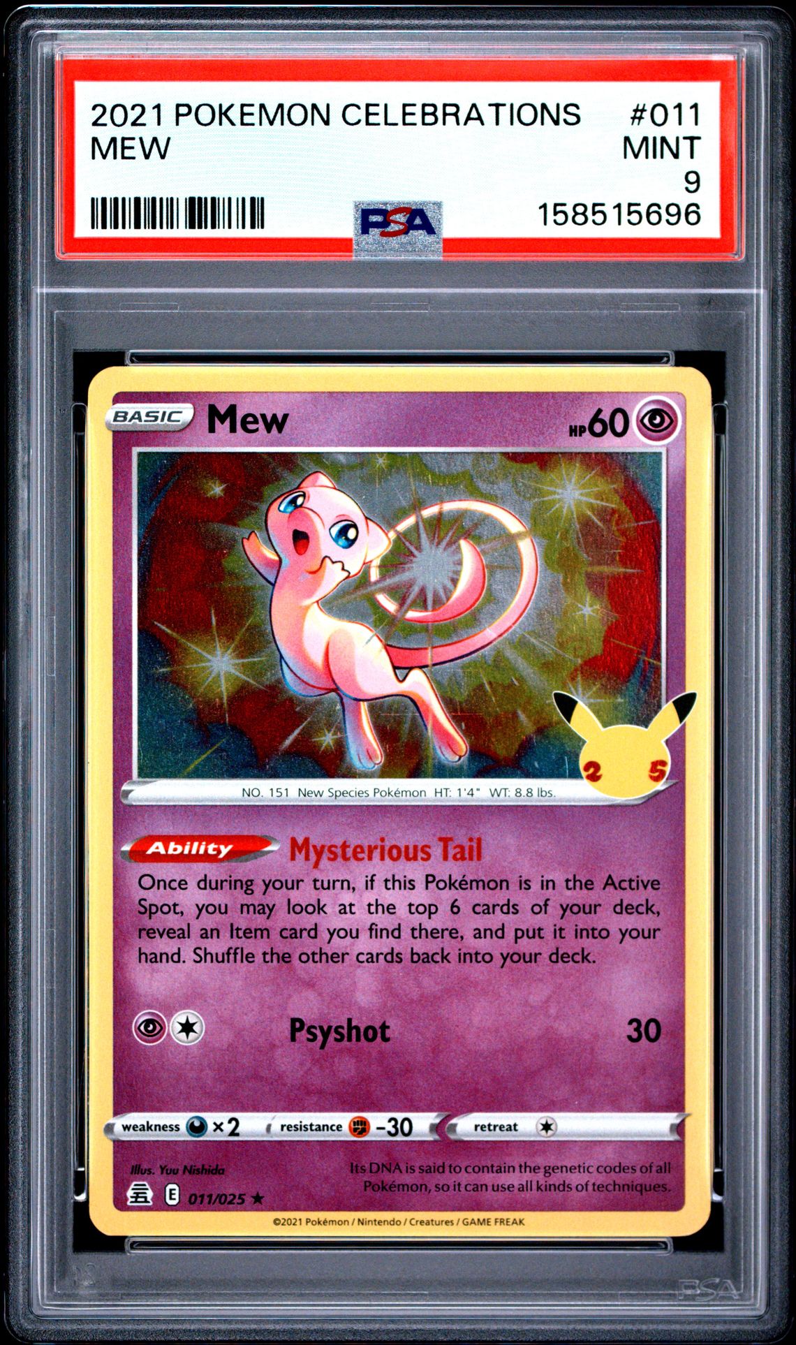 2021 Pokemon Celebrations Mew #011 Mint 9 front