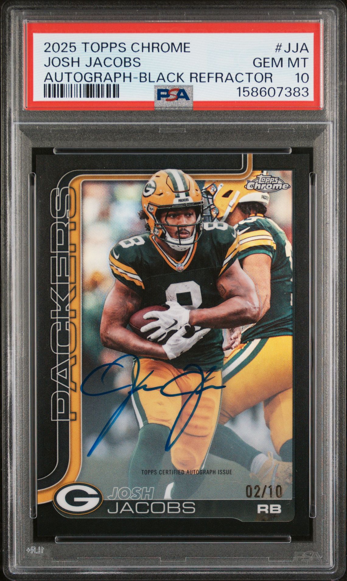 2025 Topps Chrome TOPPS CHROME AUTOGRAPHS BLACK REFRACTOR #JJA Josh Jacobs front