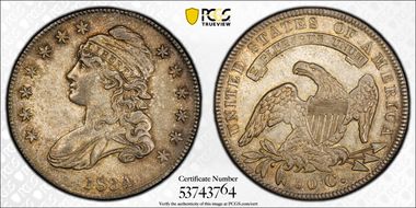 1834 50C Small Date, Small Letters AU58