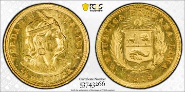 1918 1/5 Lib KM-210 Au MS62