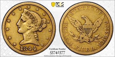 1844 $5 F15