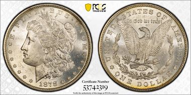 1878 7TF $1 VAM 203, Short Leaf MS63