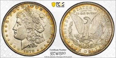 1878 7TF $1 VAM 220, Tripled R AU55