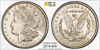 1921 $1 Morgan MS63