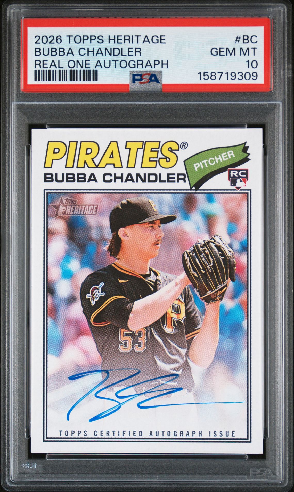 2026 Topps Heritage Real One Autographs Bubba Chandler #Bc Gem Mt 10 front view - PSA graded GEM MT 10