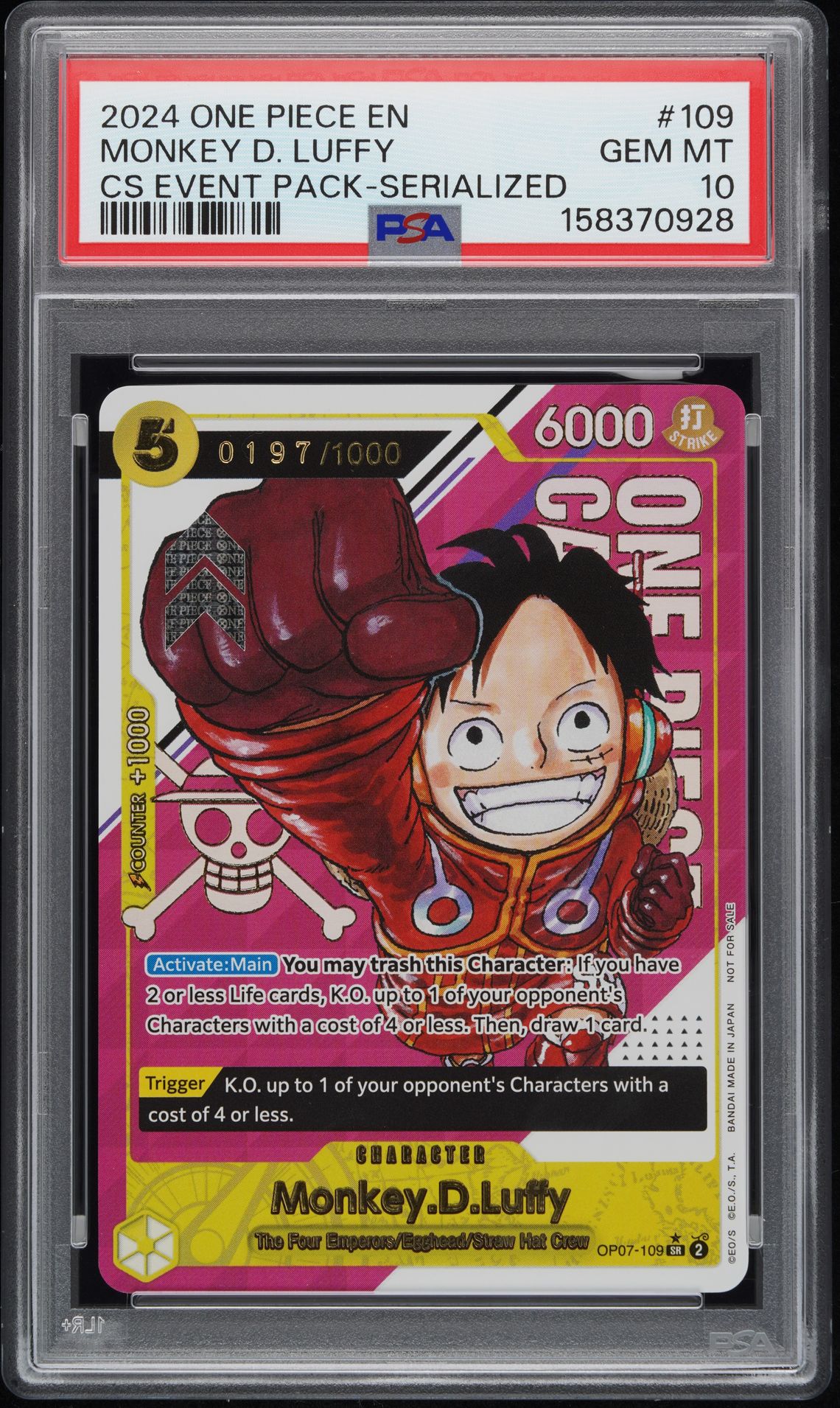 2024 One Piece ONE PIECE CHAMPIONSHIP 2024 EVENT PACK CS EVENT PACK-SERIALIZED #109 Monkey D. Luffy front