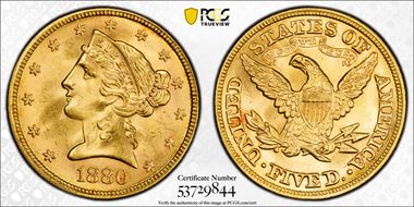 1880 $5 MS65