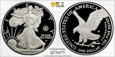 2025-W $1 Silver Eagle w/ U.S. Army Privy 250th Anniversary PR69DCAM