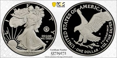 2025-S $1 Silver Eagle w/ U.S. Navy Privy 250th Anniversary PR70DCAM