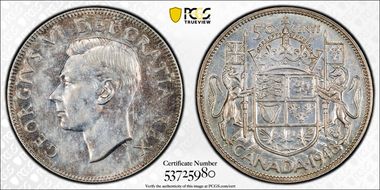 1948 50C Narrow Date AU55