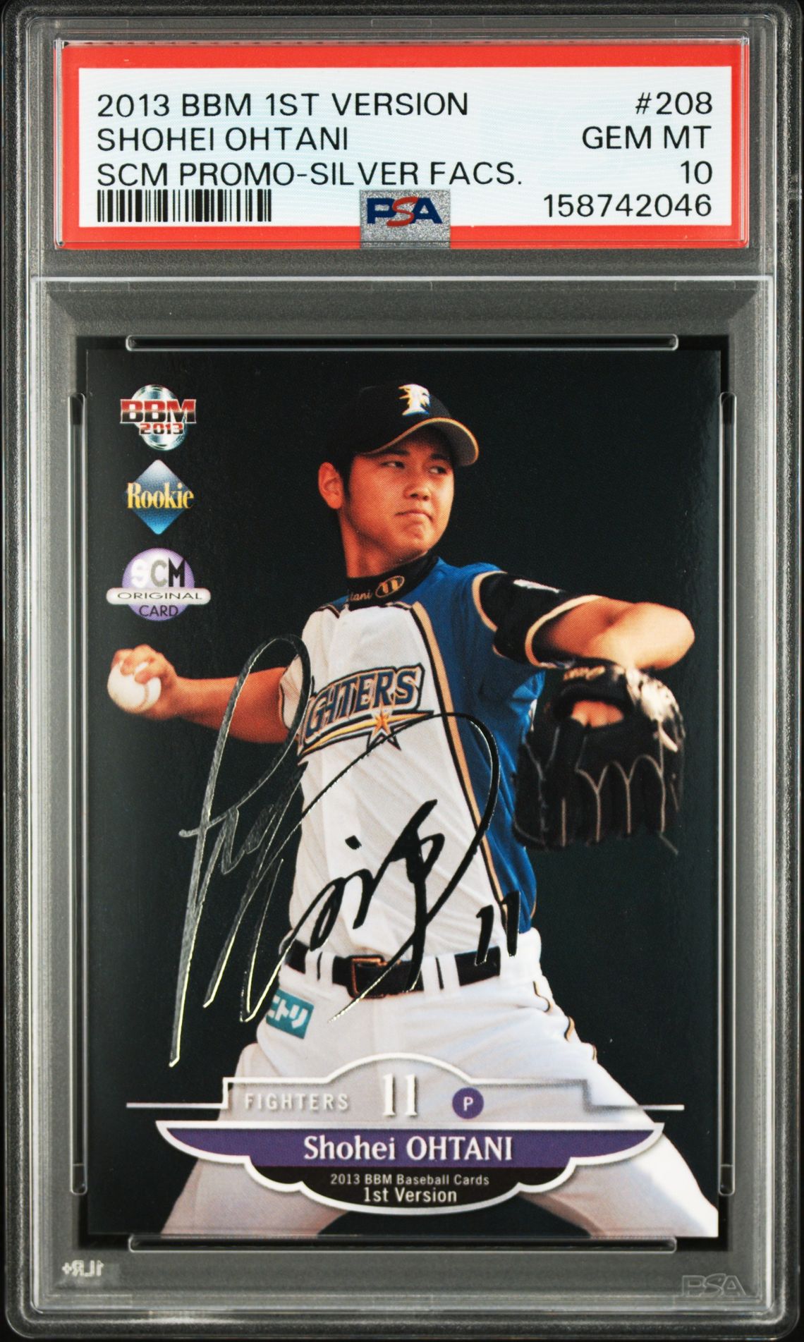 2013 BBM BBM 1ST VERSION SCM PROMO-SILVER FACS. #208 Shohei Ohtani front