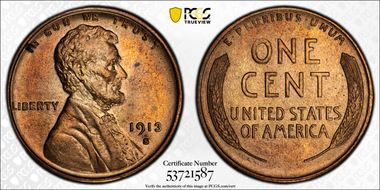 1913-S 1C MS64RB