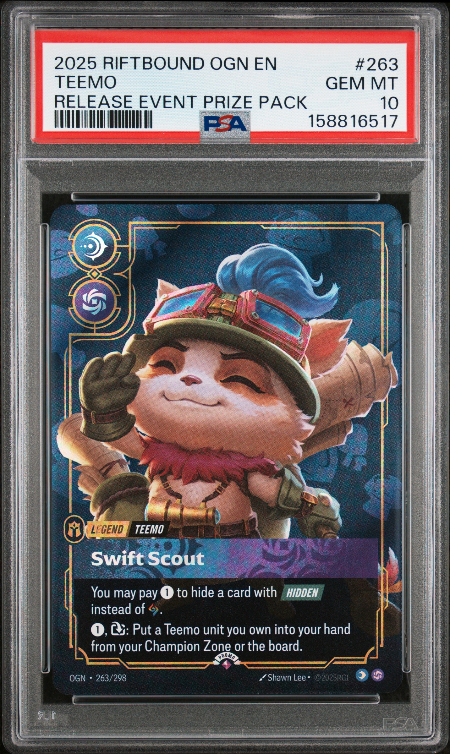 2025 #263 Teemo - Swift Scout PSA 10 Riftbound: League of Legends Ogn-Origins
