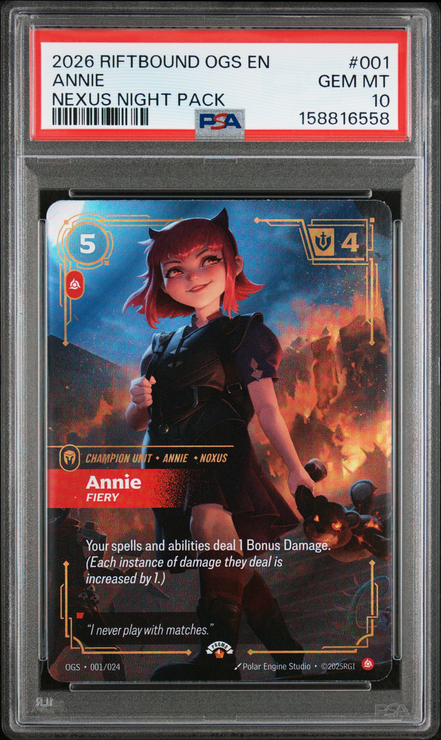 2026 #001 Annie - Fiery PSA 10 Riftbound: League of Legends Ogs-Origins Proving Grounds