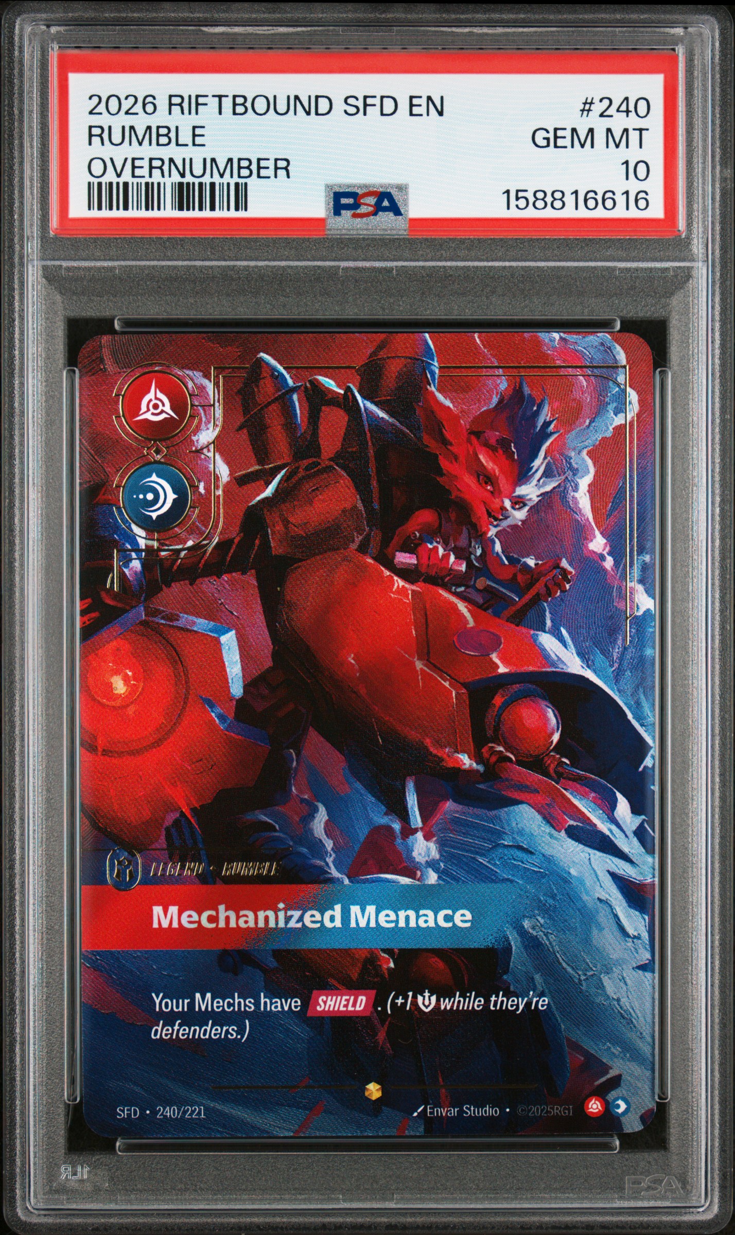 2026 #240 Rumble - Mechanized Menace PSA 10 Riftbound: League of Legends Sfd-Spiritforged